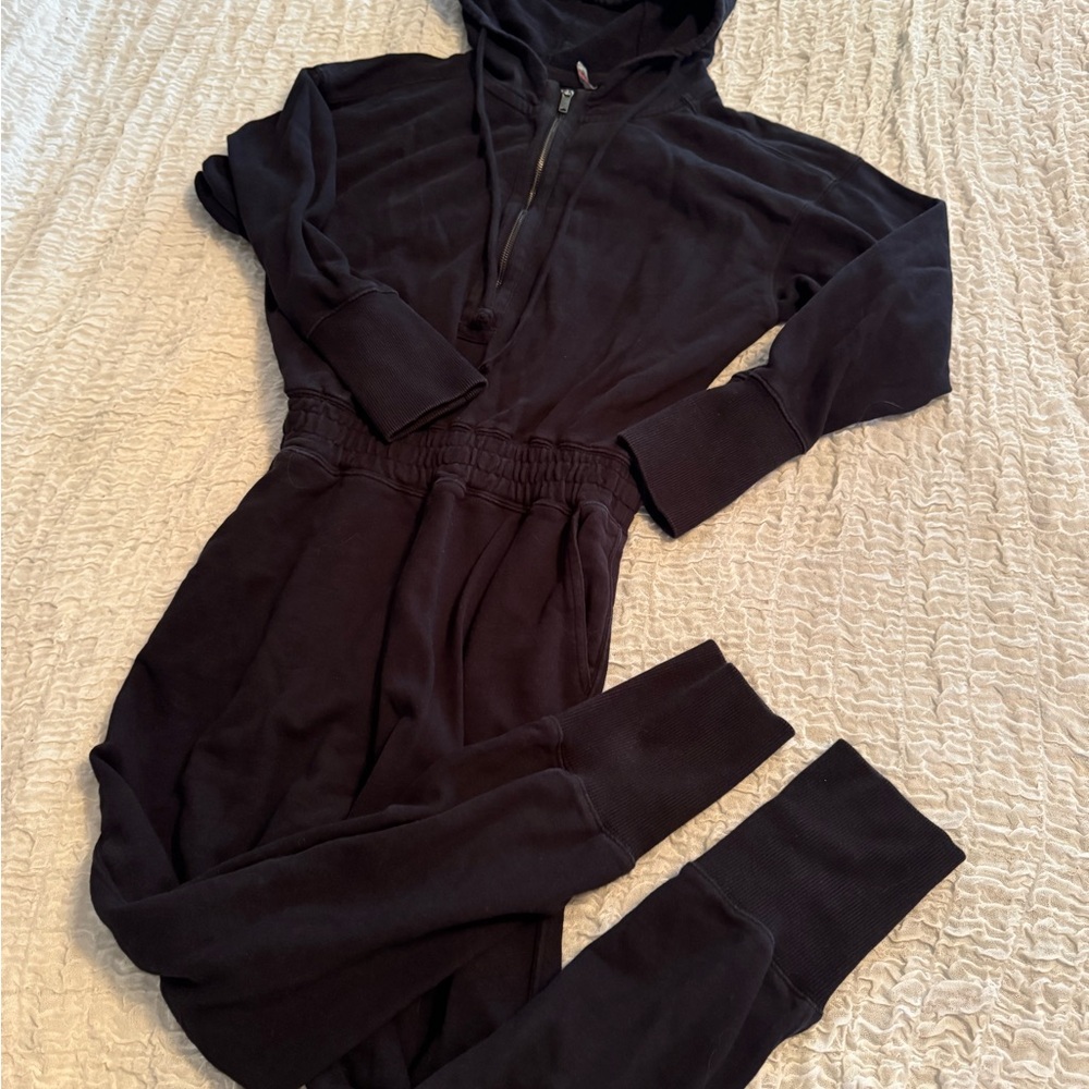 FP Movement by Free People Black Hooded Jogger Jumpsuit